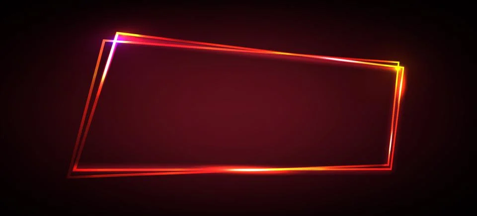 Red neon rectangle frame banner with light glow Illustrazione stock