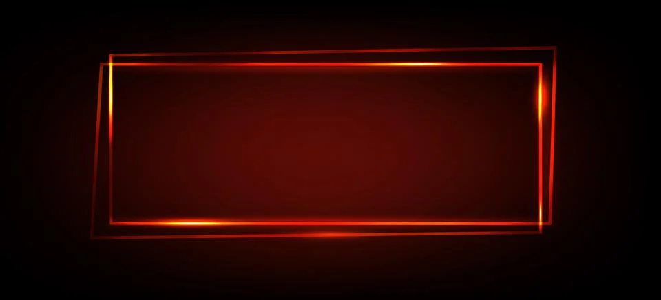 Red neon rectangle frame banner with light glow Illustrazione stock