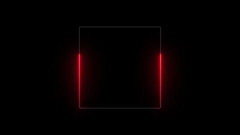 Red Neon Rectangle Frame with Glowing Border on Dark Background. Futuristic.. 스톡 동영상 337566832