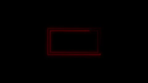 Red neon rectangle outline animation on black background, abstract glowing .. Stock Footage 332158206