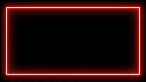 Red neon rectangular border glowing frame loop video Vídeos de archivo 343914342