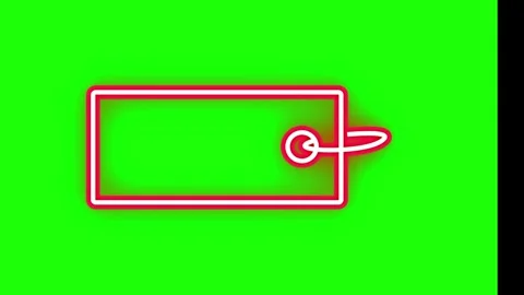 Red neon rectangular price tag icon glowing against vibrant solid green 스톡 동영상 346040544