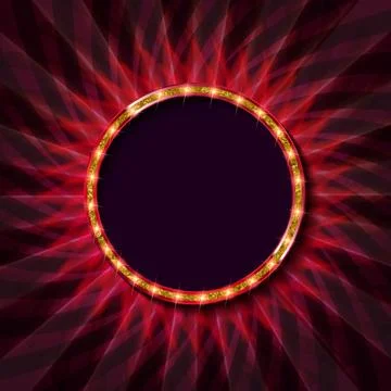Red neon round frame. Stock Illustration