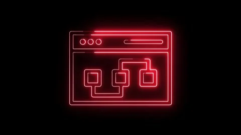 Red neon scheme design network diagram visualization on black background 스톡 동영상 308193015