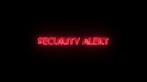 Red neon security alert text glowing on black background urgent warning not.. Stock Footage 340444510