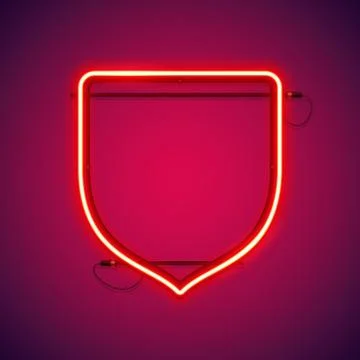 Red Neon Shield Shape Stock Illustration