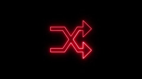 Red neon shuffle icon animation on black background, dynamic motion graphic.. Stock Footage 345548166