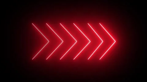 Red neon single line directional right arrow animation. signal icon. Red co.. Video stock 296473748