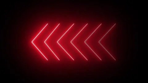 Red neon single-line directional left arrow animation. signal icon. Moving .. Stock Footage 296473785