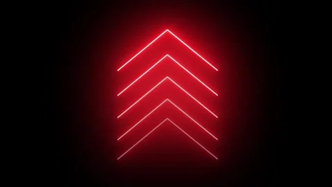 Red neon single-line directional up arrow animation. signal icon. Moving ar.. Stock Footage 296624035