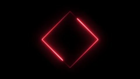 Red neon square frame rotating in dark. Stockbeeldmateriaal 331897153