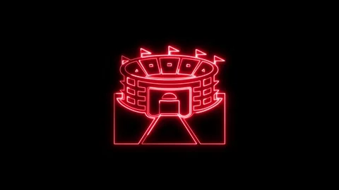 Red neon stadium light outline animation on black background video. Stock Footage 337081908