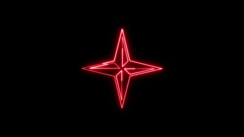 Red neon star glowing with motion on dark black background clip. Vídeos de archivo 337081973