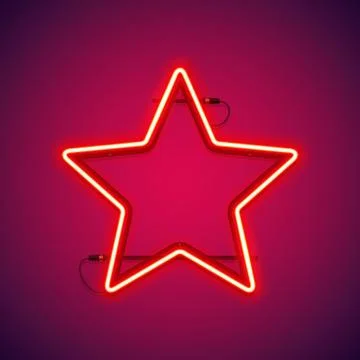 Red Neon Star Shape Stock Illustration