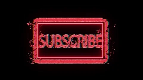 Red neon subscribe button text sign with digital glitch effect. Social medi.. 스톡 동영상 337023098