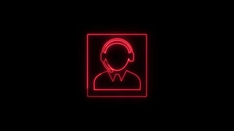 Red neon support agent icon animation. Vidéo 332140310