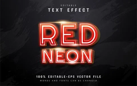 Red neon text effect Stock Illustration