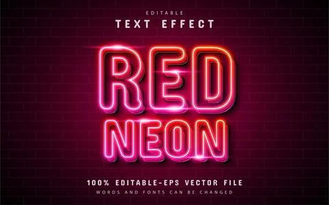 Red neon text effect Stock Illustration