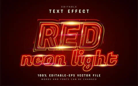 Red neon text effect Stock Illustration