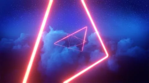 Red neon treangles Illustrazione stock