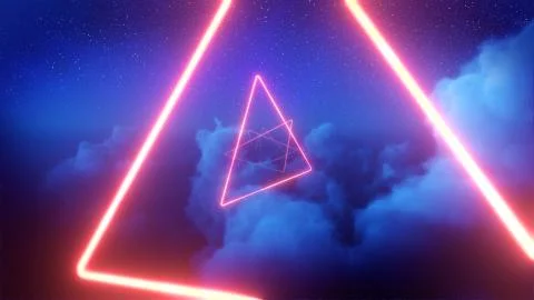 Red neon treangles Illustrazione stock