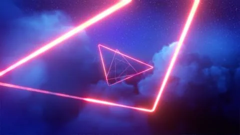 Red neon treangles Illustrazione stock