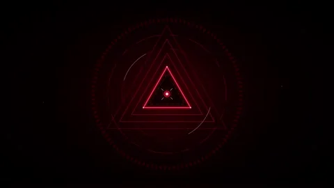 Red neon triangle hud interface, futuristic sci-fi digital background, motion 動画素材 337562305