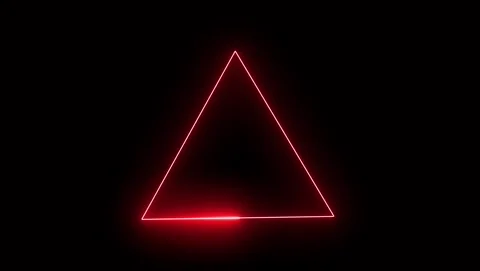 Red Neon Triangle Outline on Black Background light Video stock 318634202