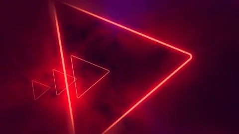 Red neon triangles in clouds Illustrazione stock