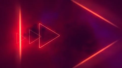 Red neon triangles in clouds. Illustrazione stock