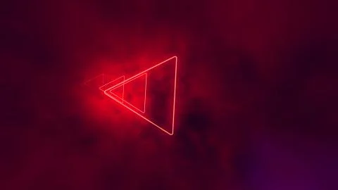 Red neon triangles in clouds. Illustrazione stock