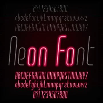 Red neon typeface. Light turn on and off. Stock Illustration