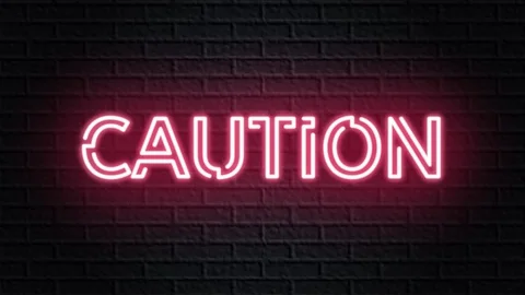 Red neon video animation caution Stock Footage 120596445