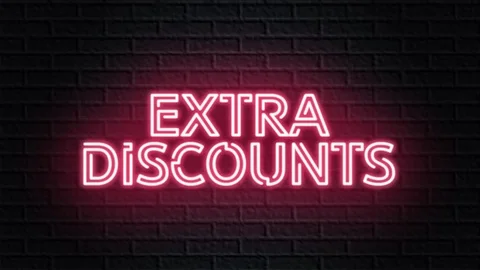Red neon video animation extra discounts Stock Footage