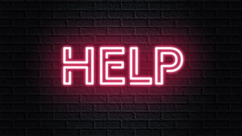 Red neon video animation help Stock Footage 119258416