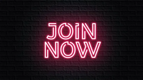 Red neon video animation join now Stock Footage 119227834