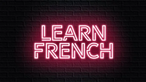 Red neon video animation learn french Stock Footage 121321691