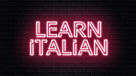 Red neon video animation learn italian 스톡 동영상 121321936