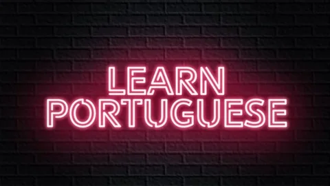 Red neon video animation learn portuguese Stock Footage 122381137
