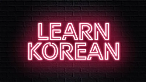 Red neon video animation learn korean Stock Footage 122381187