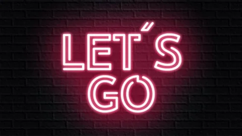 Red neon video animation lets go Stock Footage 120535180