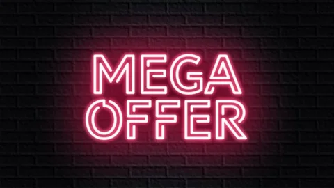 Red neon video animation mega offer Stock Footage 119425647