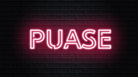 Red neon video animation pause Stock Footage 121110162