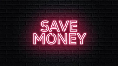 Red neon video animation save money Stock Footage 119258797
