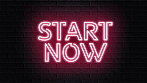 Red neon video animation start now Stock Footage 121114651