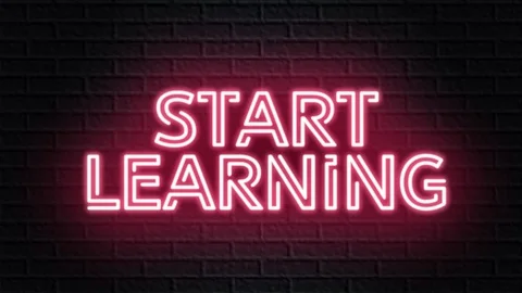 Red neon video animation start learning Stock-Footage 121114707