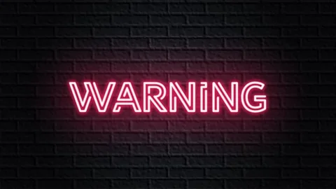 Red neon video animation warning Stock Footage 119165802