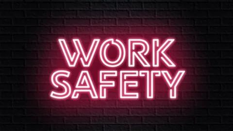 Red neon video animation work safety Stock Footage 120418067