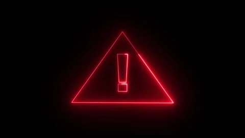 Red neon warning sign animation loop on black background Stock Footage 337780042