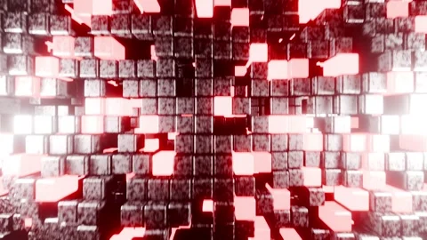 Red neon Wave cube wall VJ loop with white background animation0001-0240 Stock Footage 338299497